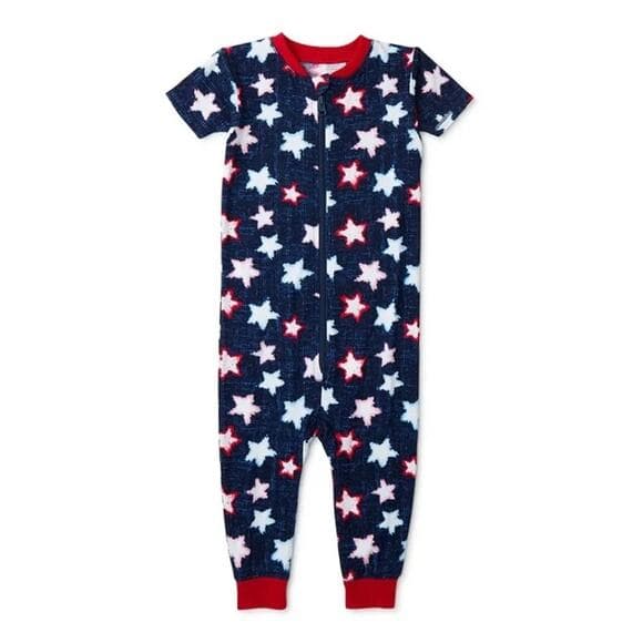 Way to Celebrate Star Spangled Family Sleep PJ Onesie- Infant Size 6-9 months - Thumbnail 6