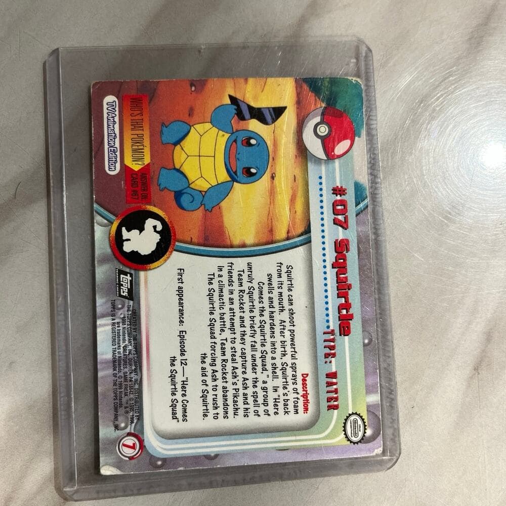 Squirtle #7 BLUE Logo 1999 Topps TV Series 1 Nintendo Pokemon Cards Damage - Thumbnail 2