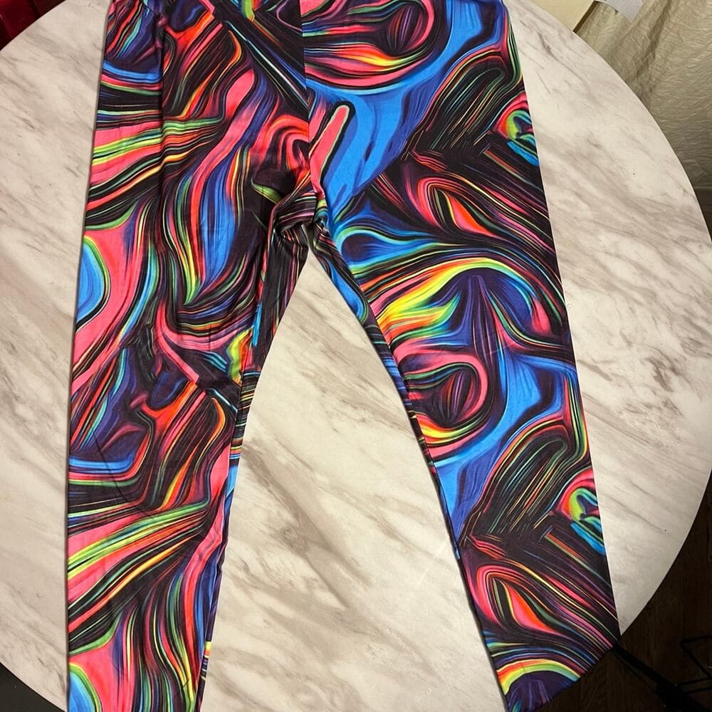 SHEIN EZwear Plus Marble Print Leggings Size 4XL