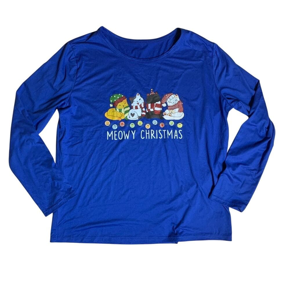 Womens Meowy Christmas T-shirt XL - Thumbnail 3