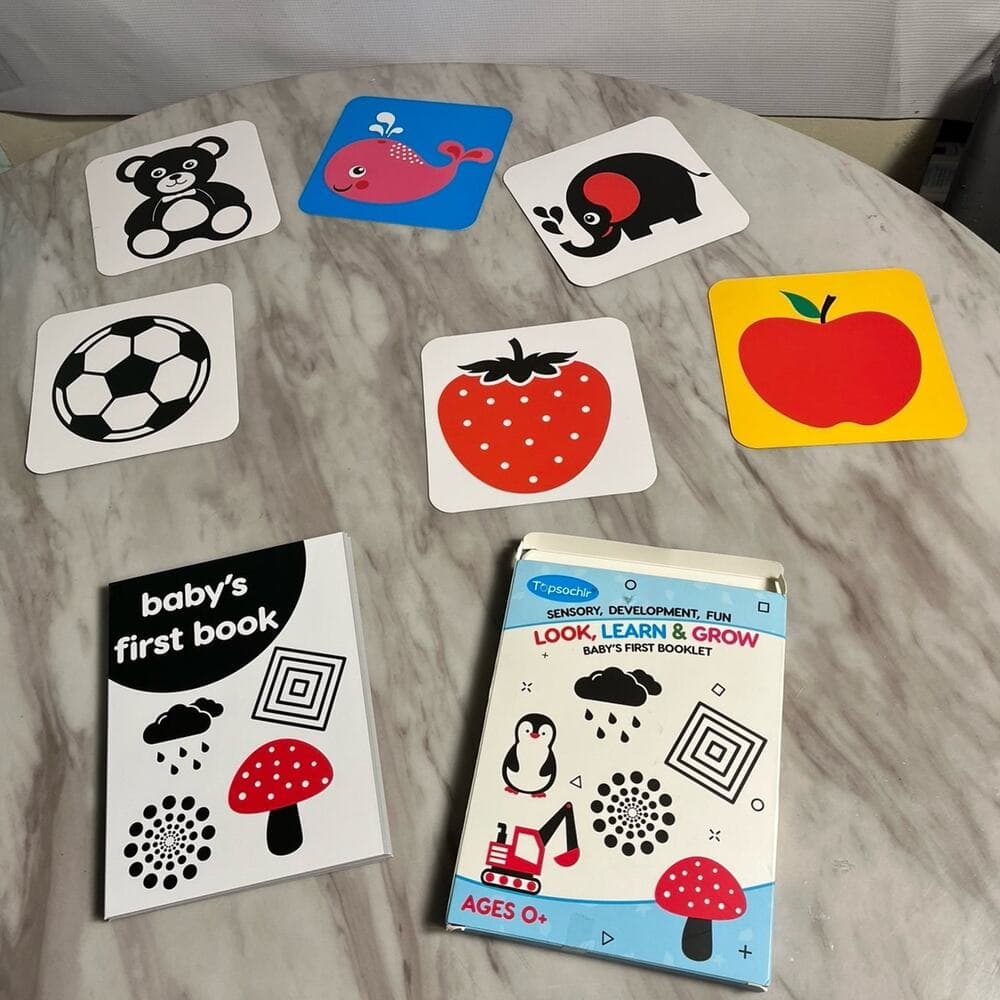 Newborn Visual Development Black and White Baby Book Tummy Time Mirror Toys - Thumbnail 3