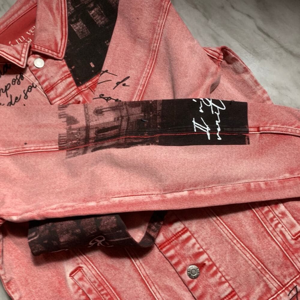 Si tu veux men’s red jean jacket size medium - Thumbnail 2