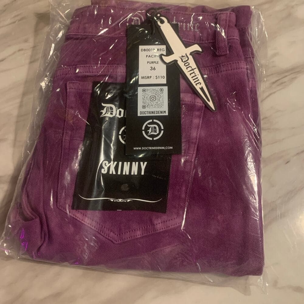 Doctrine Purple Superstack Mens Jeans Size 36 - Thumbnail 3