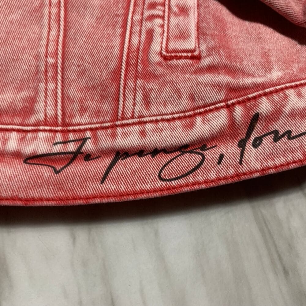 Si tu veux men’s red jean jacket size medium - Thumbnail 4