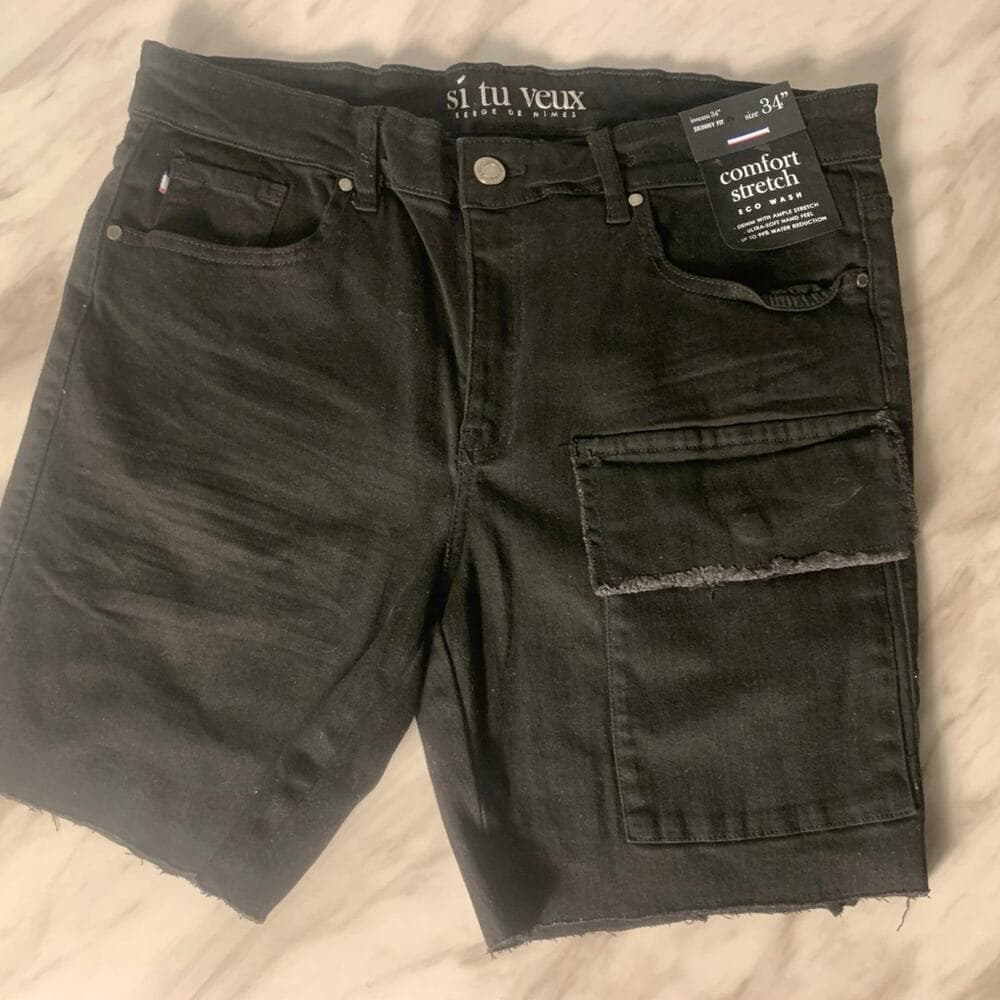 Si Tu Veux Black Mens Shorts Size 32 - Thumbnail 3