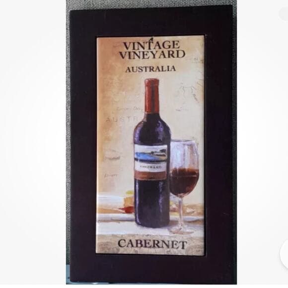 Vintage Vineyard Australia Cabernet Wine Wall Plaques Tile in Cherry Wood Frame - Thumbnail 4
