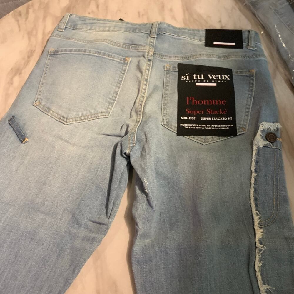 Si Tu Veux Superstack Indigo Wash Mens Jeans Size 34 - Thumbnail 3