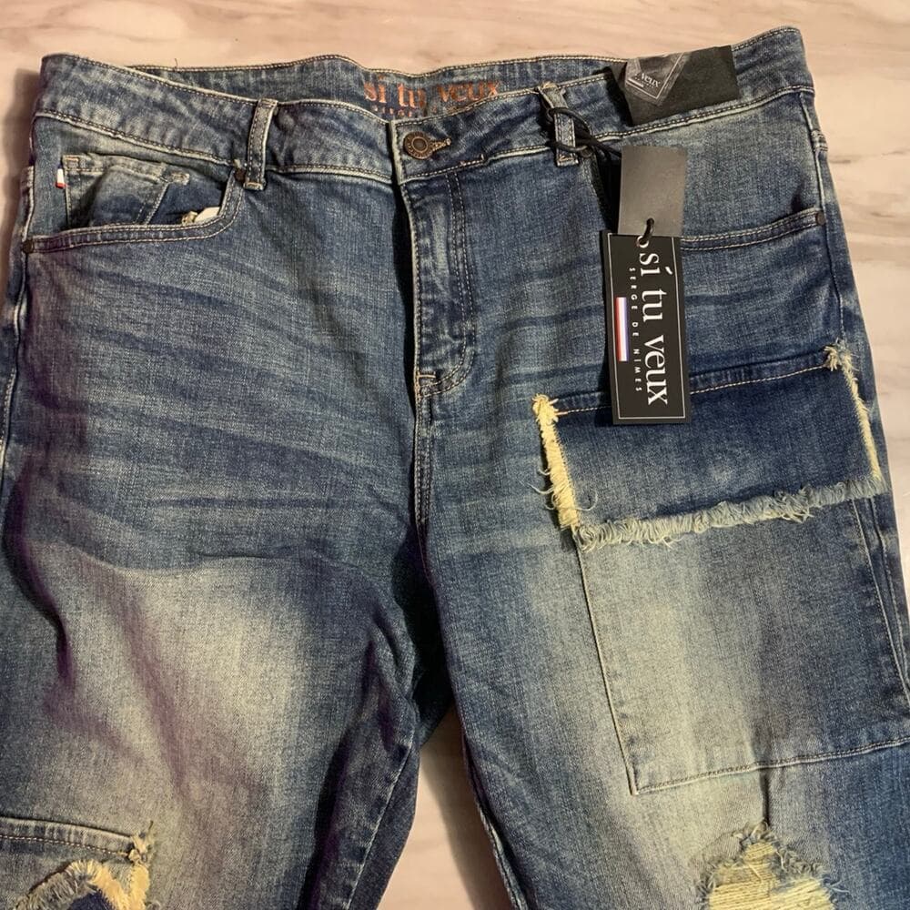 Si Tu Veux Superstack indigo Wash Mens Jeans Size 40 - Thumbnail 3