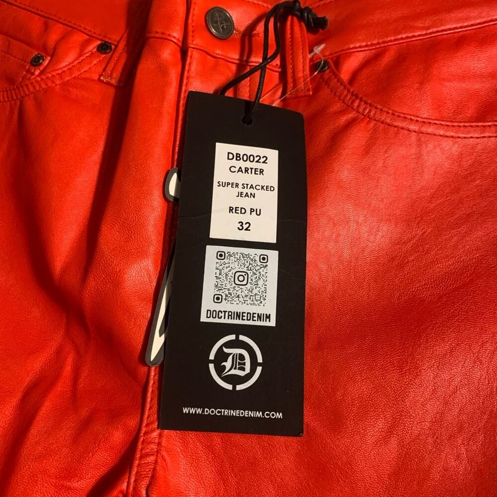 Doctrine Red Pu Superstack Mens Jeans Size 32 - Thumbnail 3