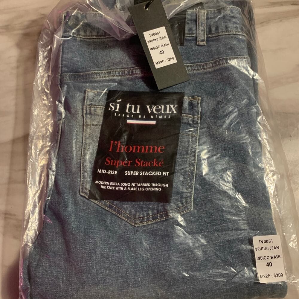 Si Tu Veux Superstack indigo Wash Mens Jeans Size 40 - Thumbnail 7