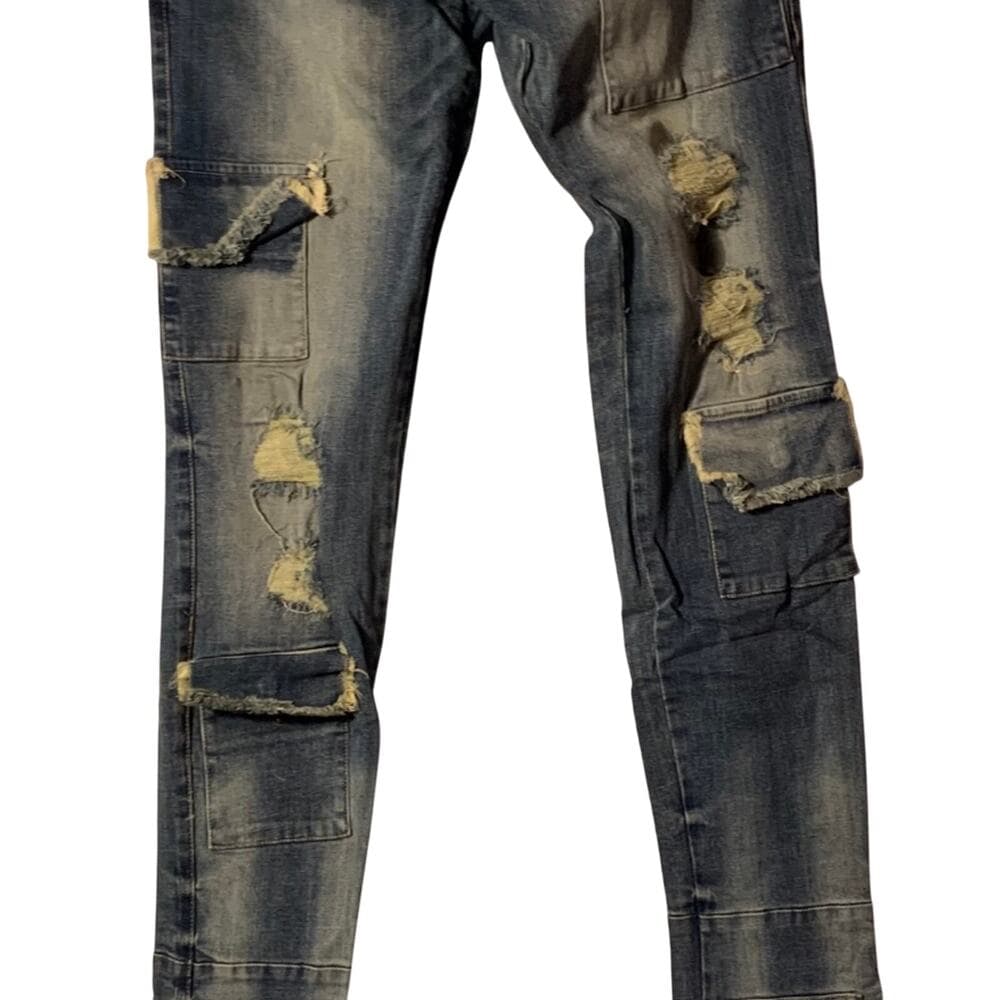Si Tu Veux Superstack indigo Wash Mens Jeans Size 40 - Thumbnail 9