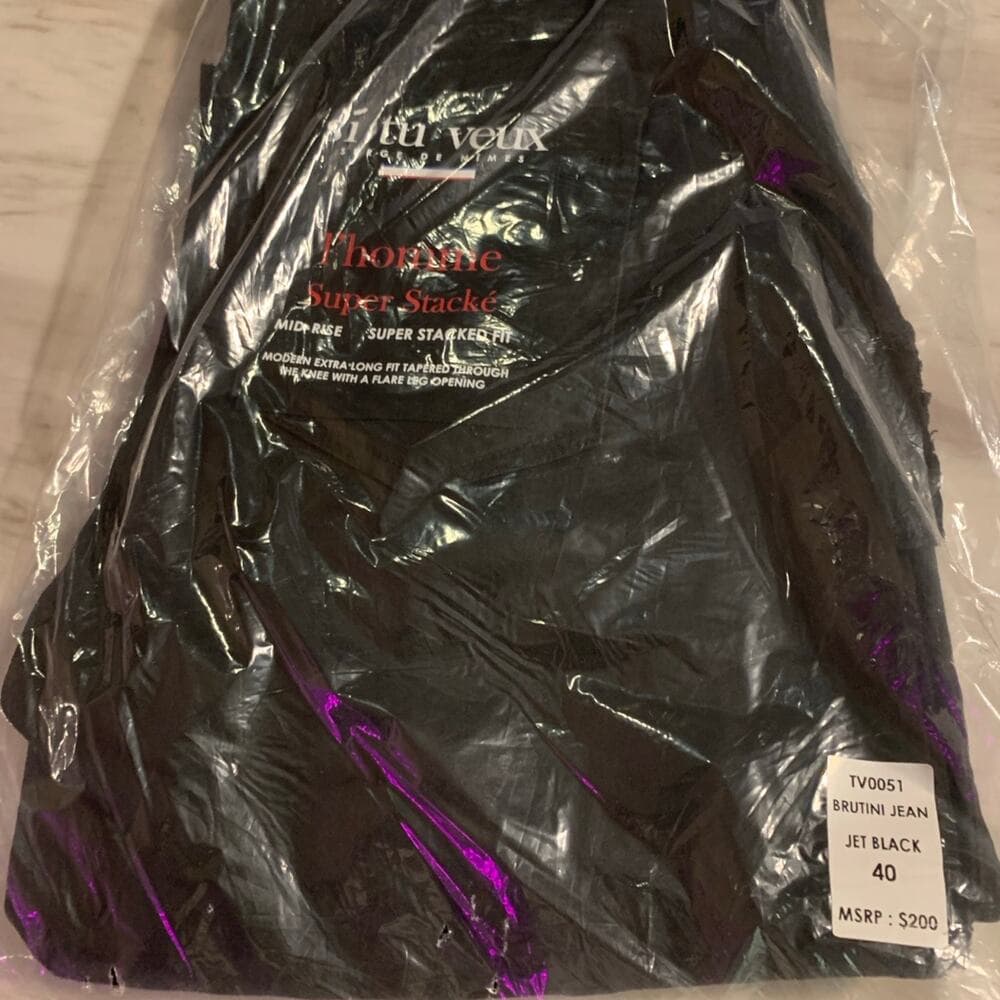 Si Tu Veux Superstack Jet Black Mens Jeans Size 40 - Thumbnail 6