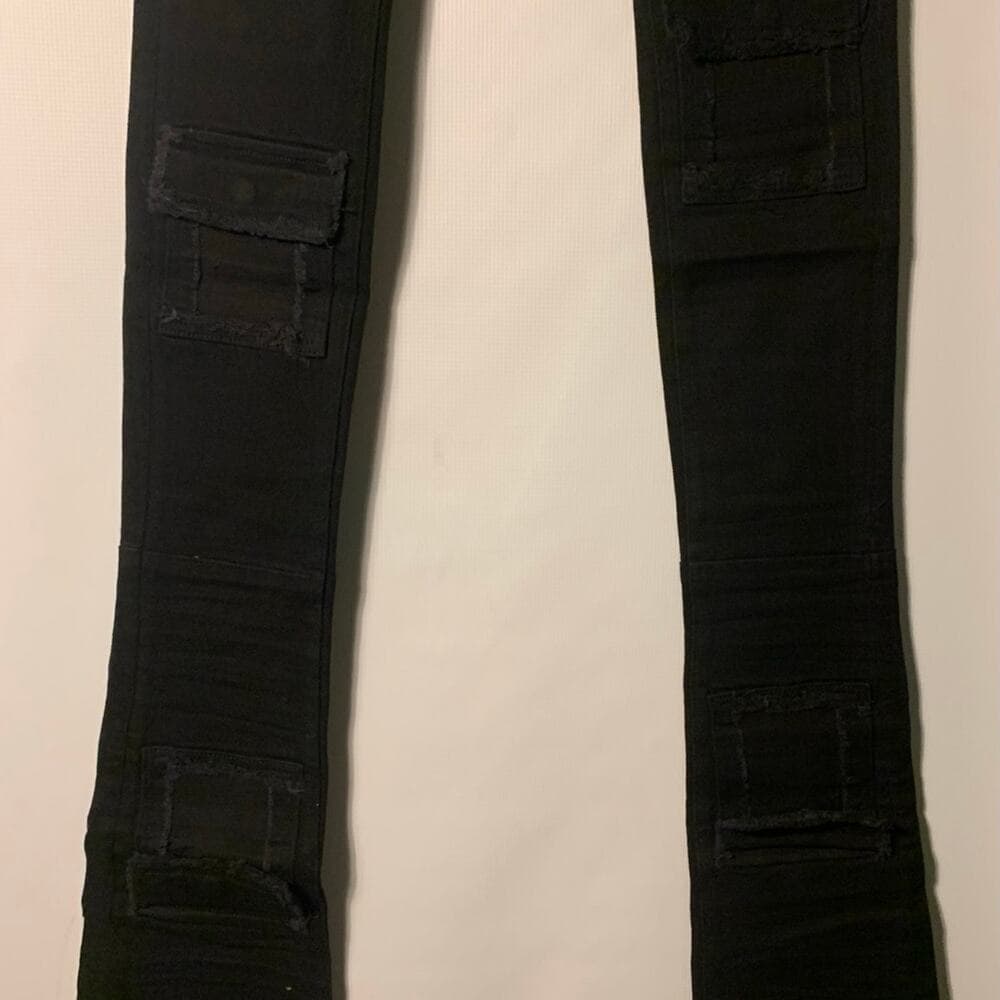 Si Tu Veux Superstack Jet Black Mens Jeans 36