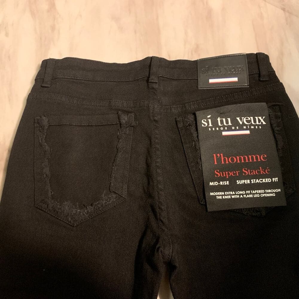 Si Tu Veux Superstack Jet Black Mens Jeans 36 - Thumbnail 5
