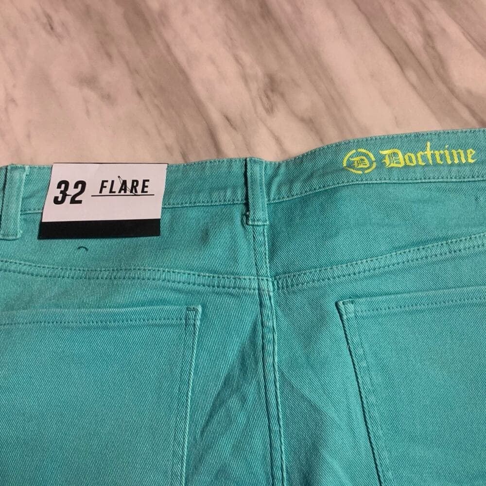 Doctrine Teal Flared Mens Jeans Size 32 - Thumbnail 2