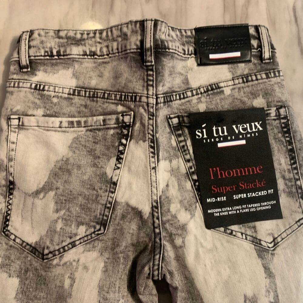 Si Tu Veux Superstack Grey Wash Mens Jeans Size 30 - Thumbnail 8