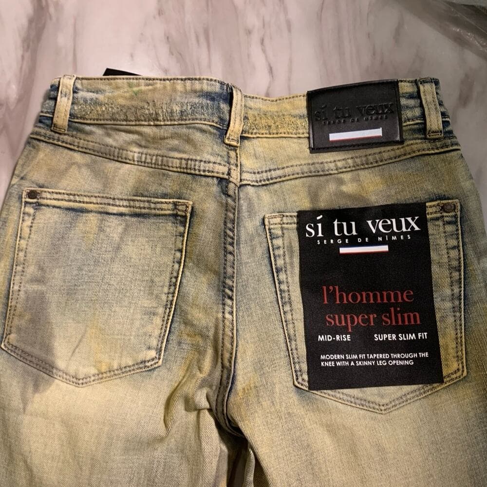Si Tu Veux Superstack Matte Gold Mens Jeans Size 28 - Thumbnail 8