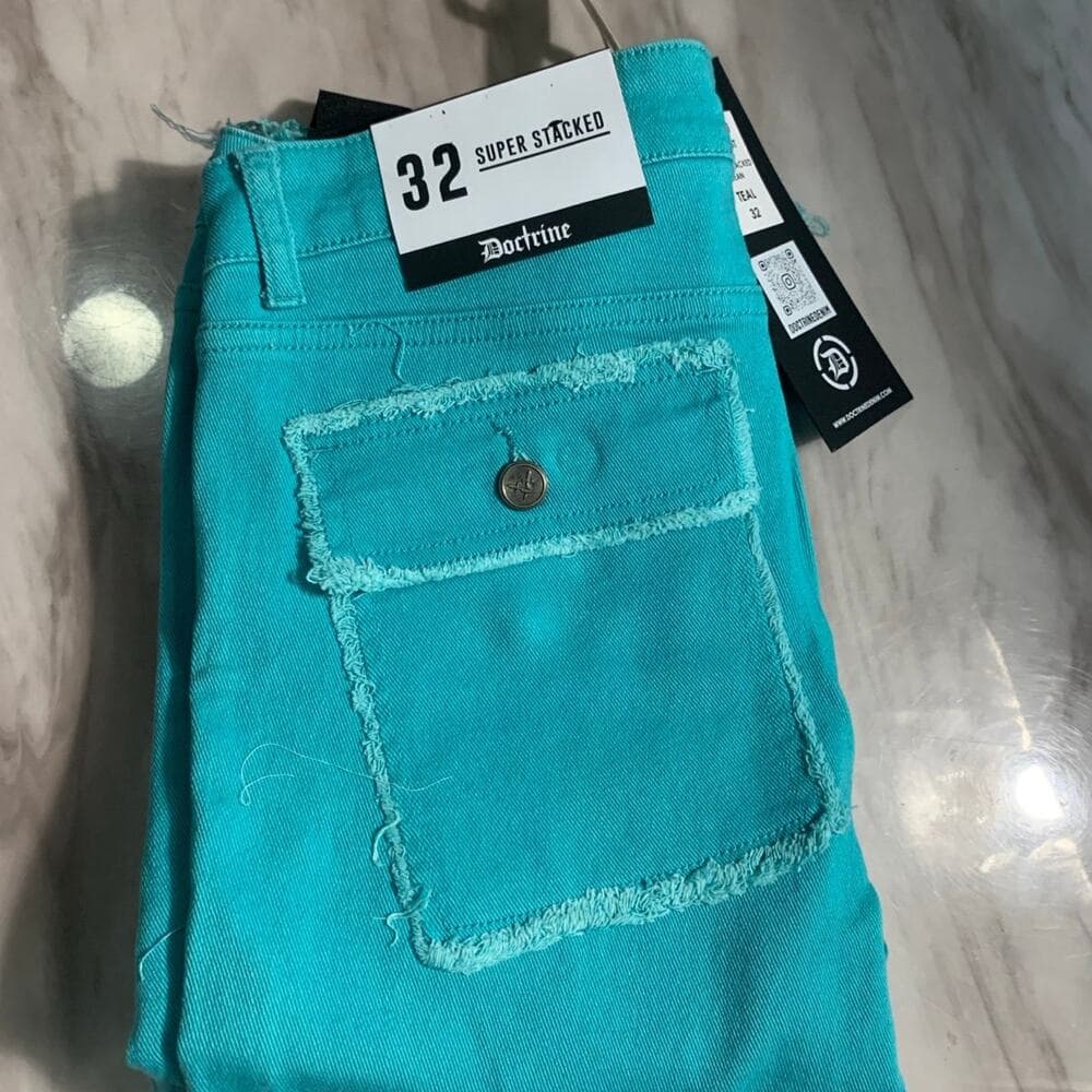 DOCTRINE DENIM (SAVANT TEAL SUPER STACKED JEAN) SIZE 32 - Thumbnail 5
