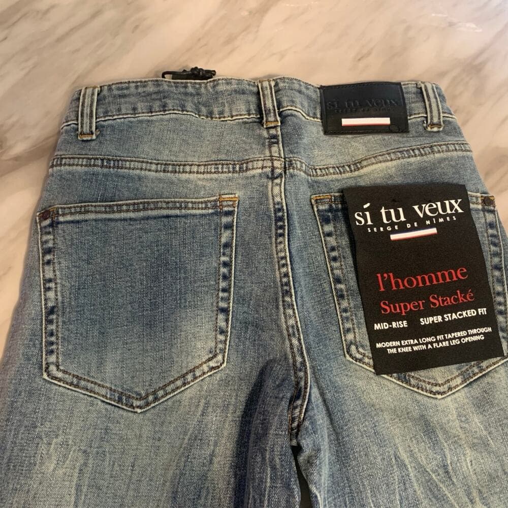 Si Tu Veux Superstack Medium Wash Mens Jean 30 - Thumbnail 6