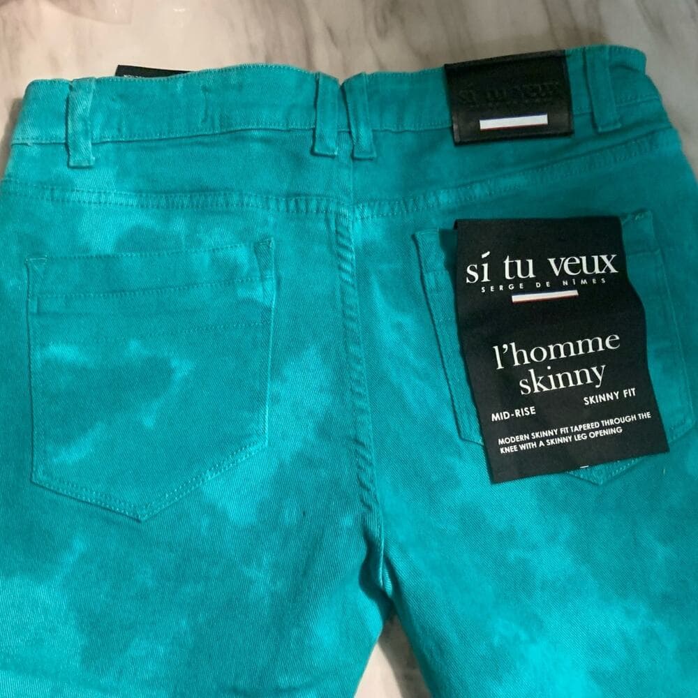 Si Tu Veux Superstack Teal Mens Jeans Size 32 - Thumbnail 4