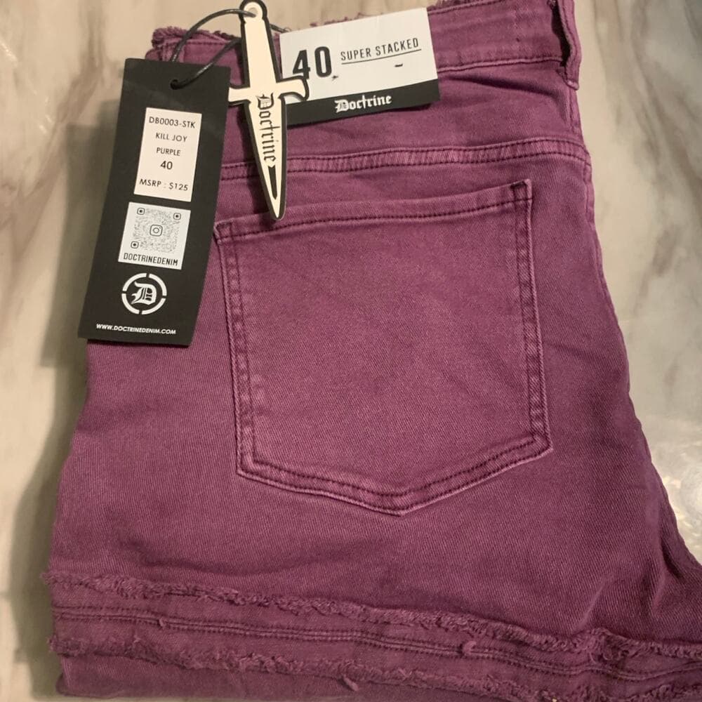 Doctrine Superstack Kill Joy Purple Mens Jeans Size 40 - Thumbnail 4