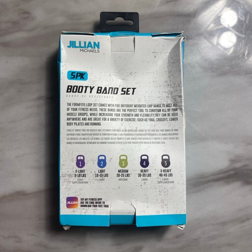 NIB Jillian Michaels Booty Band Set 5 Weighted Resistance Set Pack New Workout - Thumbnail 3