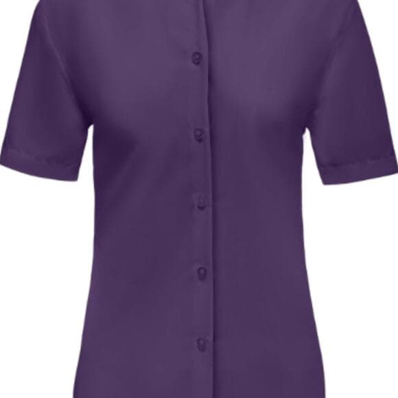 Ruisin Plain Button Down Shirts for Women Formal Work Dress Top Dark purple M - Thumbnail 5