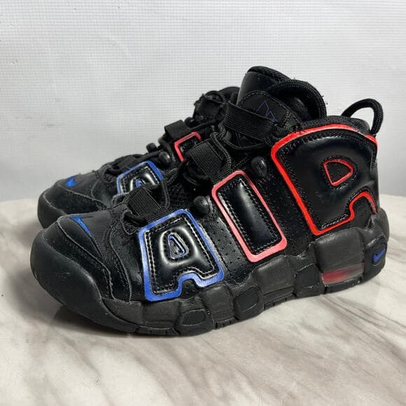 Nike Air More Uptempo 96 Electric Black Red High Basketball Sneakers Men 4.5 - Thumbnail 7