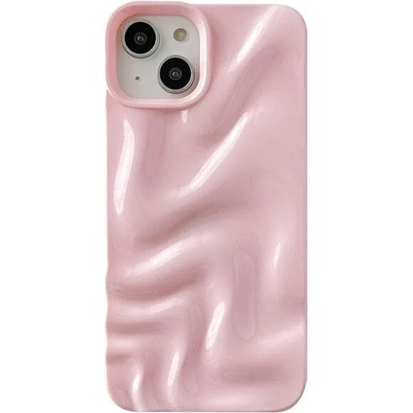 Water Ripple Pattern Wave Compatible with iPhone Case (Light Pink,iPhone 14) - Thumbnail 5