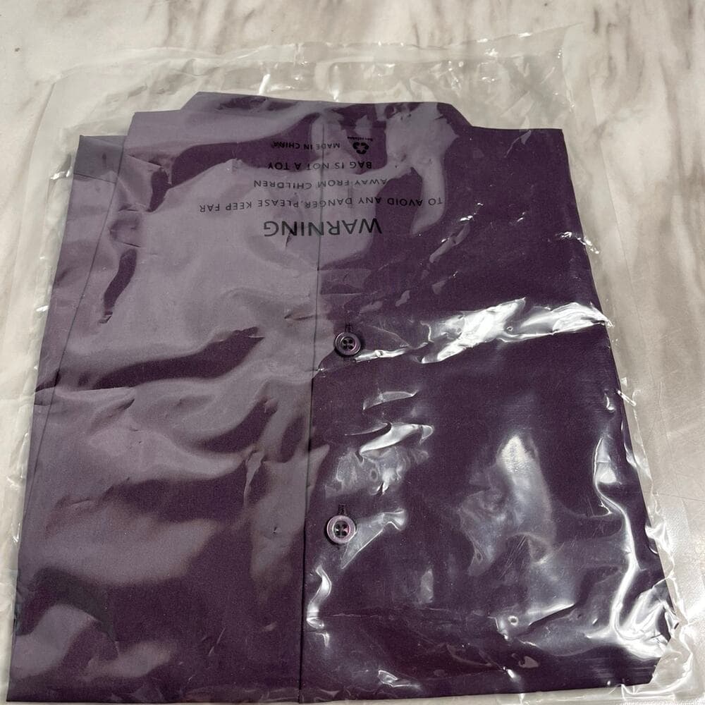 Ruisin Plain Button Down Shirts for Women Formal Work Dress Top Dark purple M - Thumbnail 3