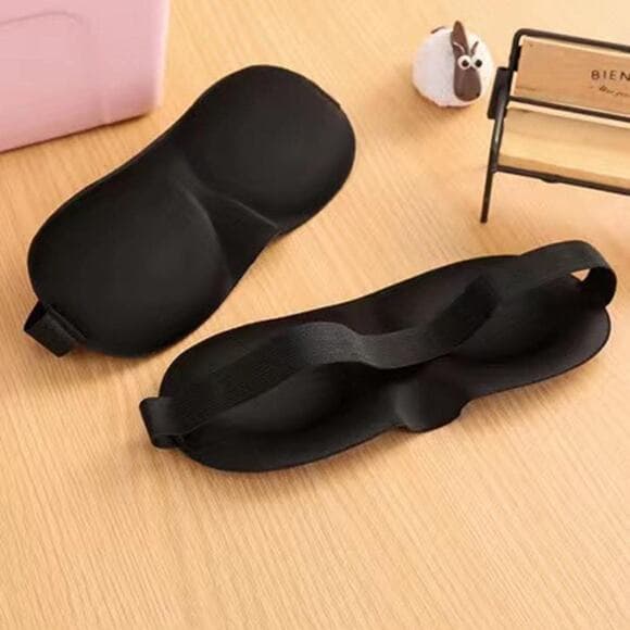 2 Solid Black Travel Accessory Blindfold - Thumbnail 5