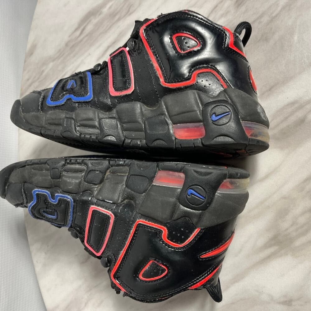 Nike Air More Uptempo 96 Electric Black Red High Basketball Sneakers Men 4.5 - Thumbnail 4
