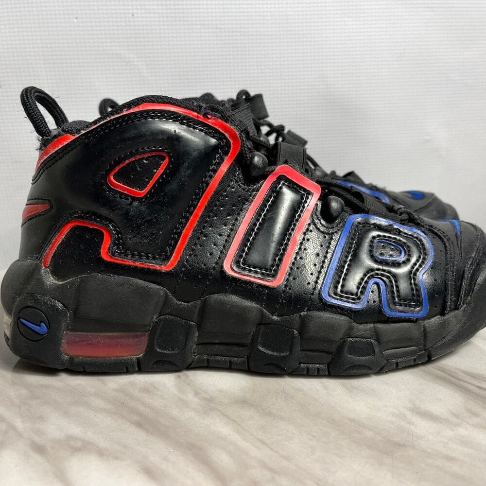 Nike Air More Uptempo 96 Electric Black Red High Basketball Sneakers Men 4.5 - Thumbnail 2