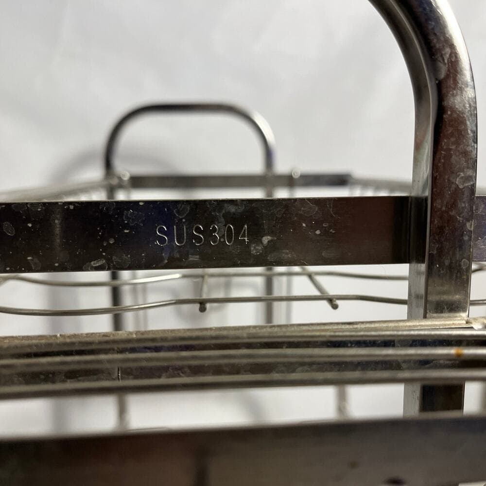 304 Stainless Steel 2-Tier Dish Drainer Rack with Utensil Chopsticks Rack - Thumbnail 5