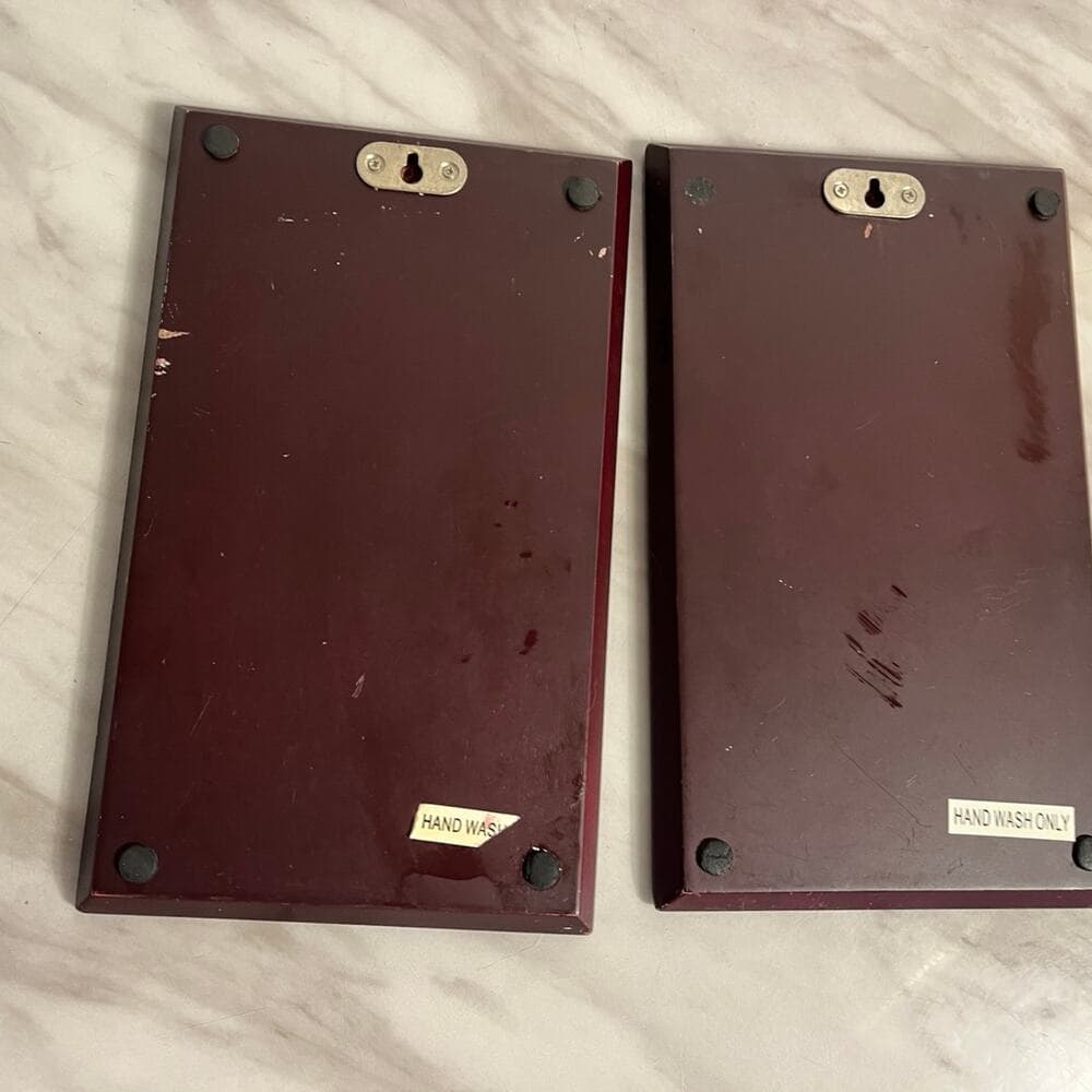 2- Vintage Vineyard Wine Plaques Cherry Wood Wall - Thumbnail 2