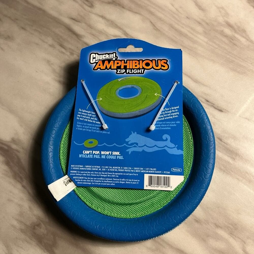 Chuckit! Zipflight Flying Disc Dog Toy, Small (6"), Orange And Blue - Thumbnail 2