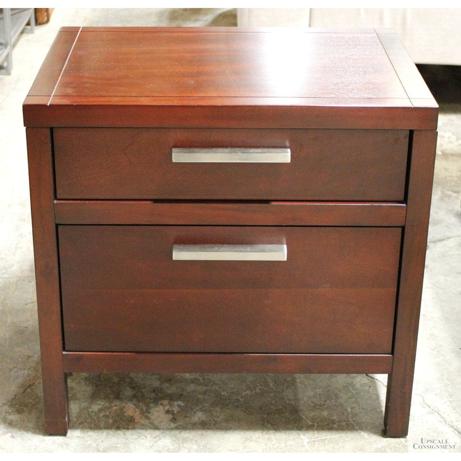 Contemporary 2 Drawer Nightstand - Dark Finish - Thumbnail 3