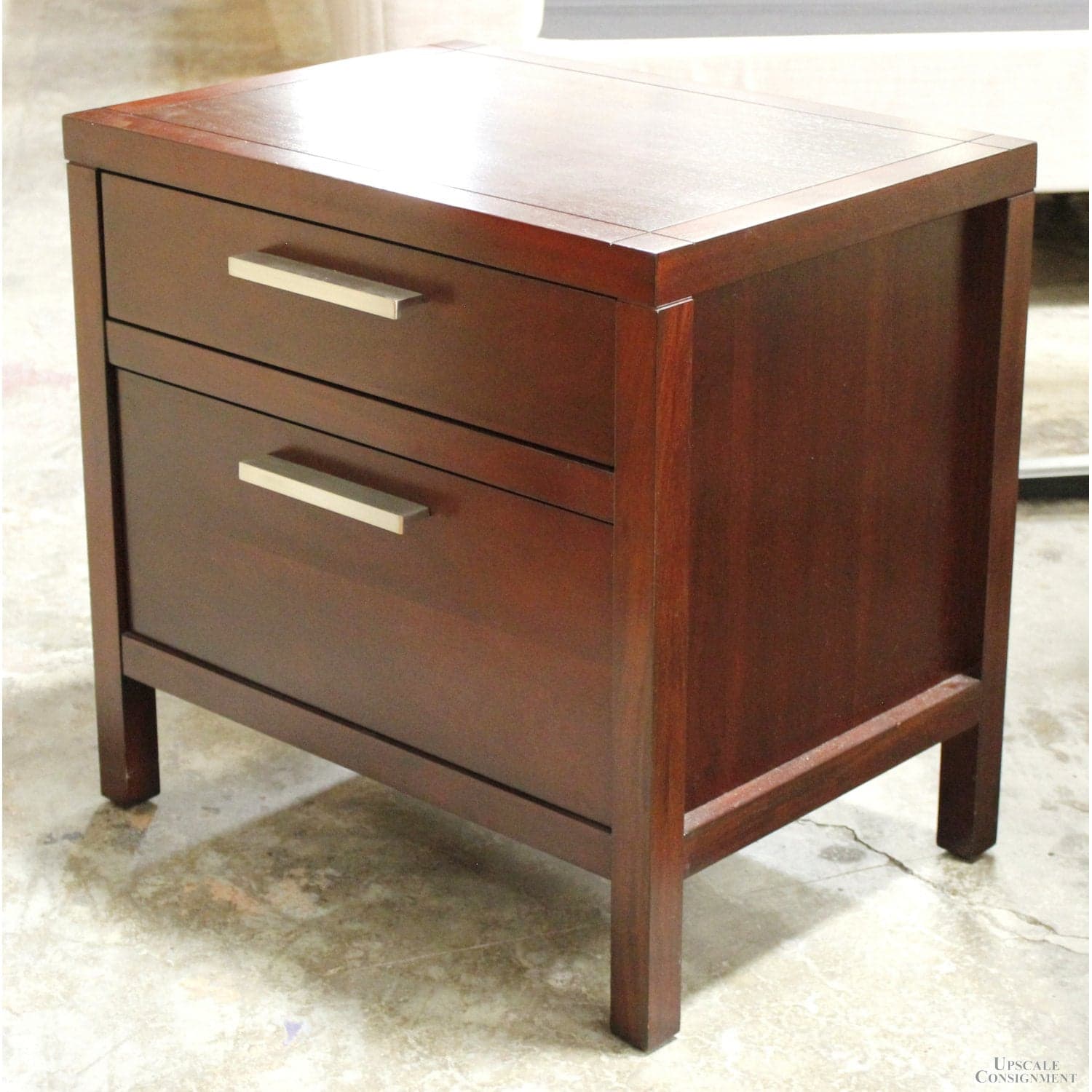 Contemporary 2 Drawer Nightstand - Dark Finish - Thumbnail 4