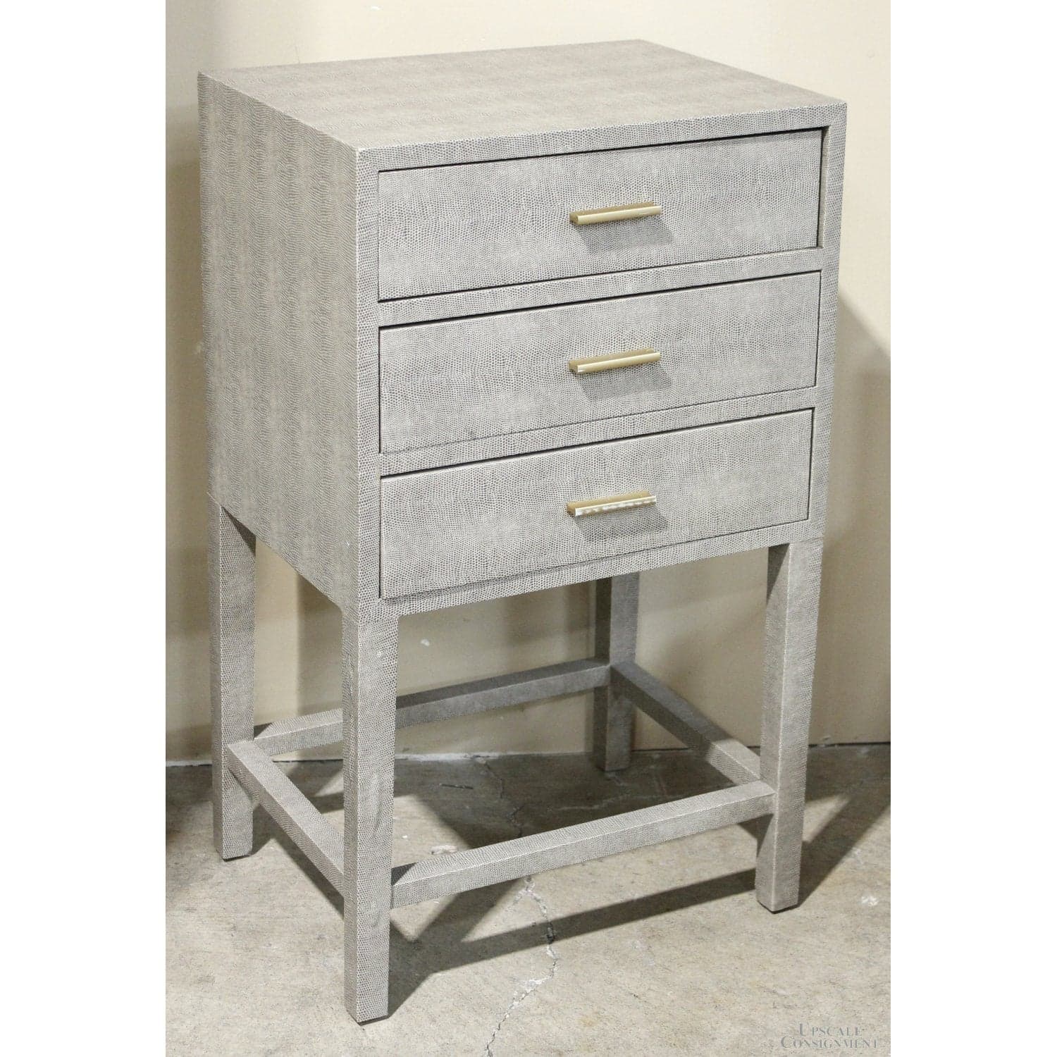 3 Drawer Faux Shagreen Accent Chest - Gray - Thumbnail 3