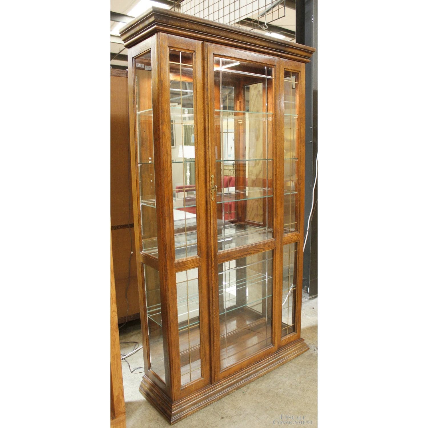 Oak & Etched Glass Curio Cabinet - Dark Oak - Thumbnail 3