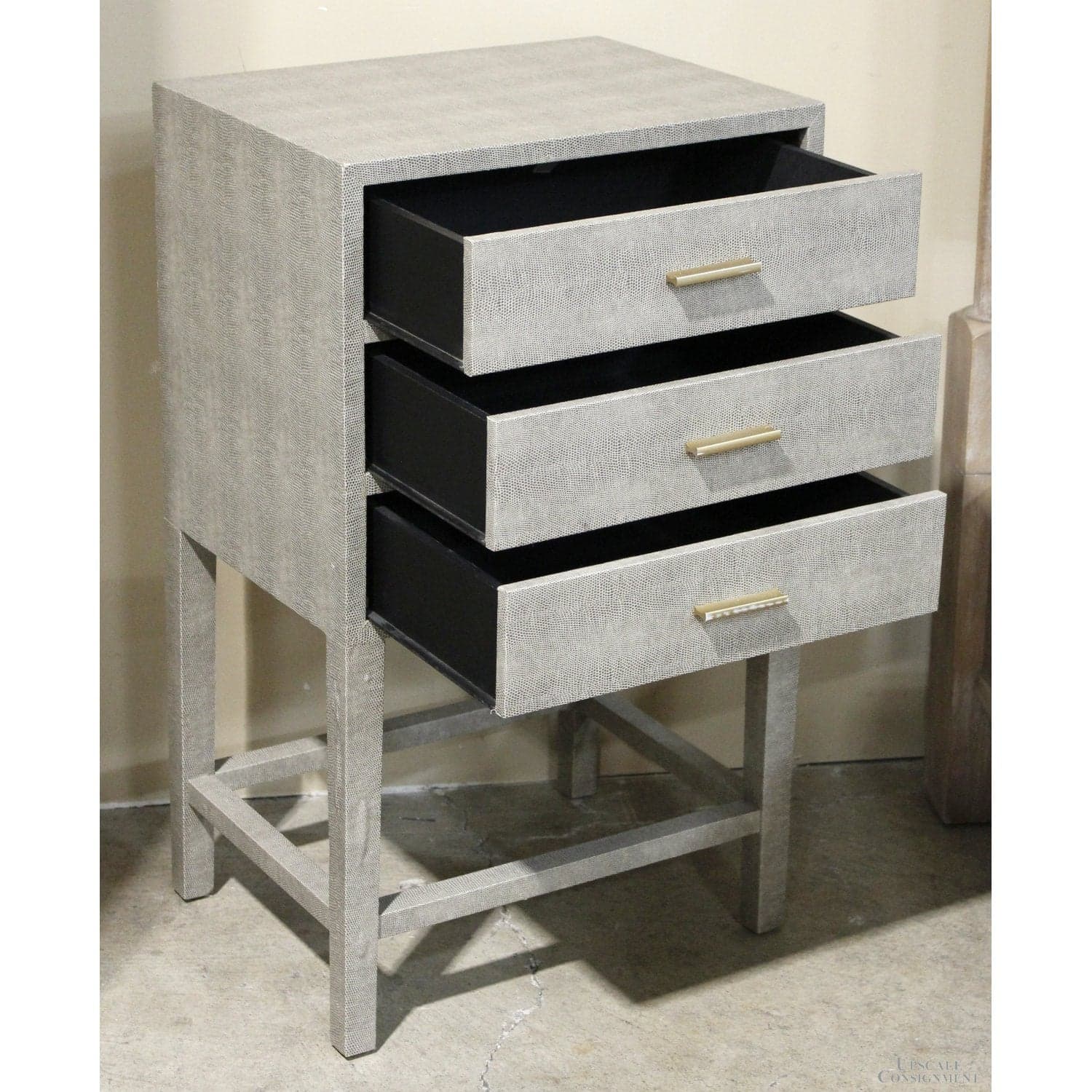 3 Drawer Faux Shagreen Accent Chest - Gray - Thumbnail 2