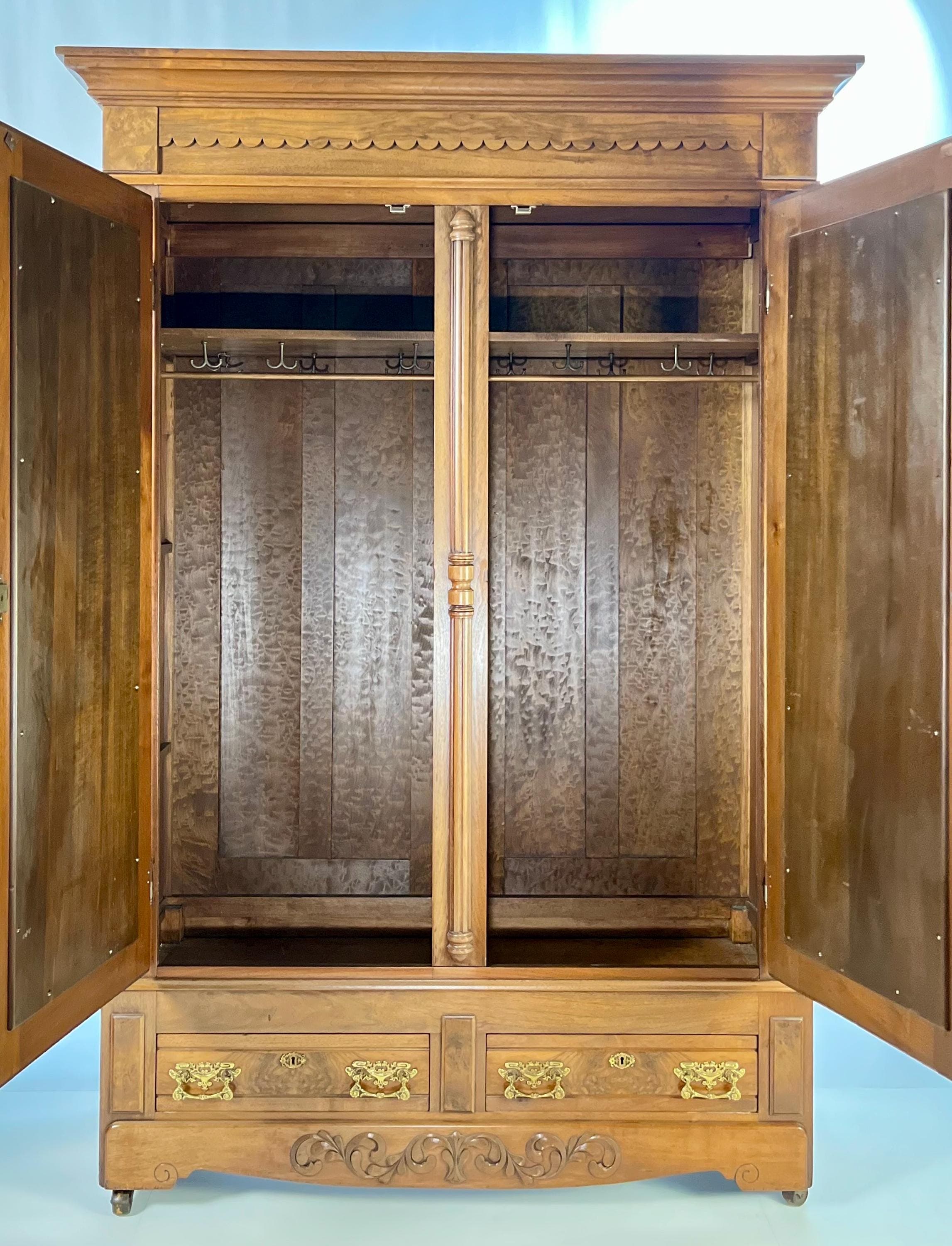 Grand 19th Century "Knock-Down" Burl Walnut Armoire - Thumbnail 3
