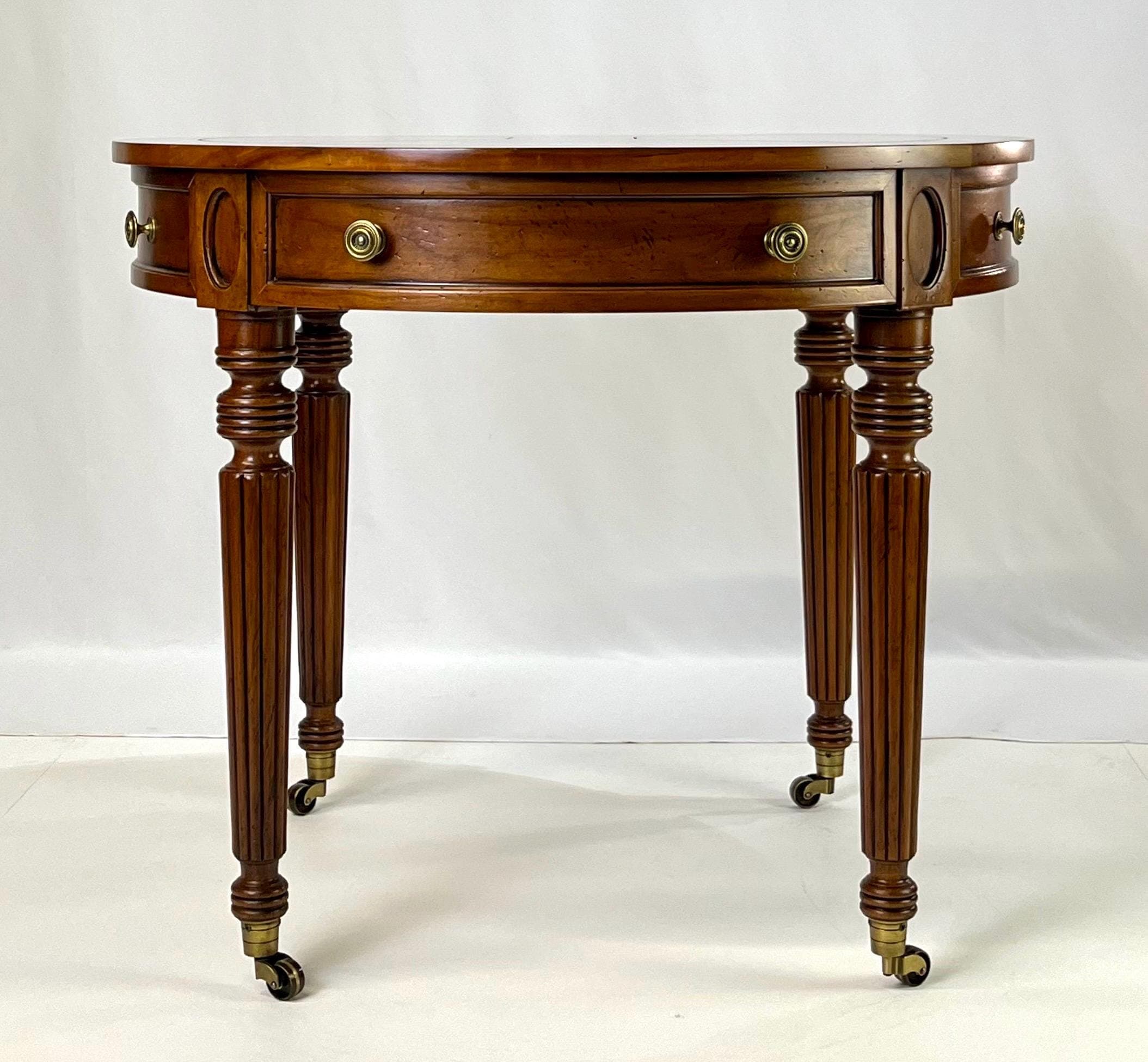 Pair of Henredon Registry Collection Solid Cherry Regency Drum Tables - Thumbnail 9