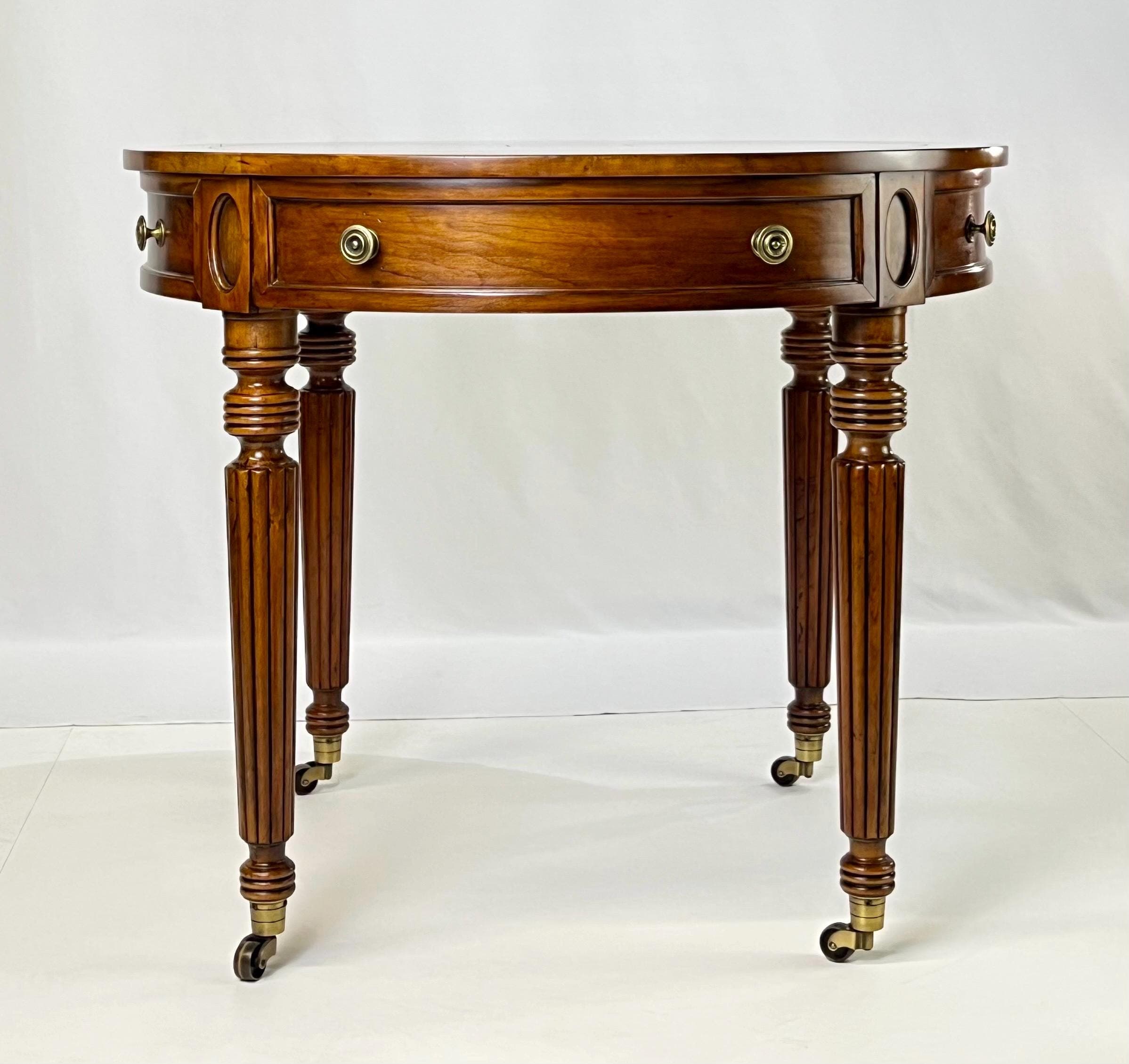 Pair of Henredon Registry Collection Solid Cherry Regency Drum Tables - Thumbnail 3