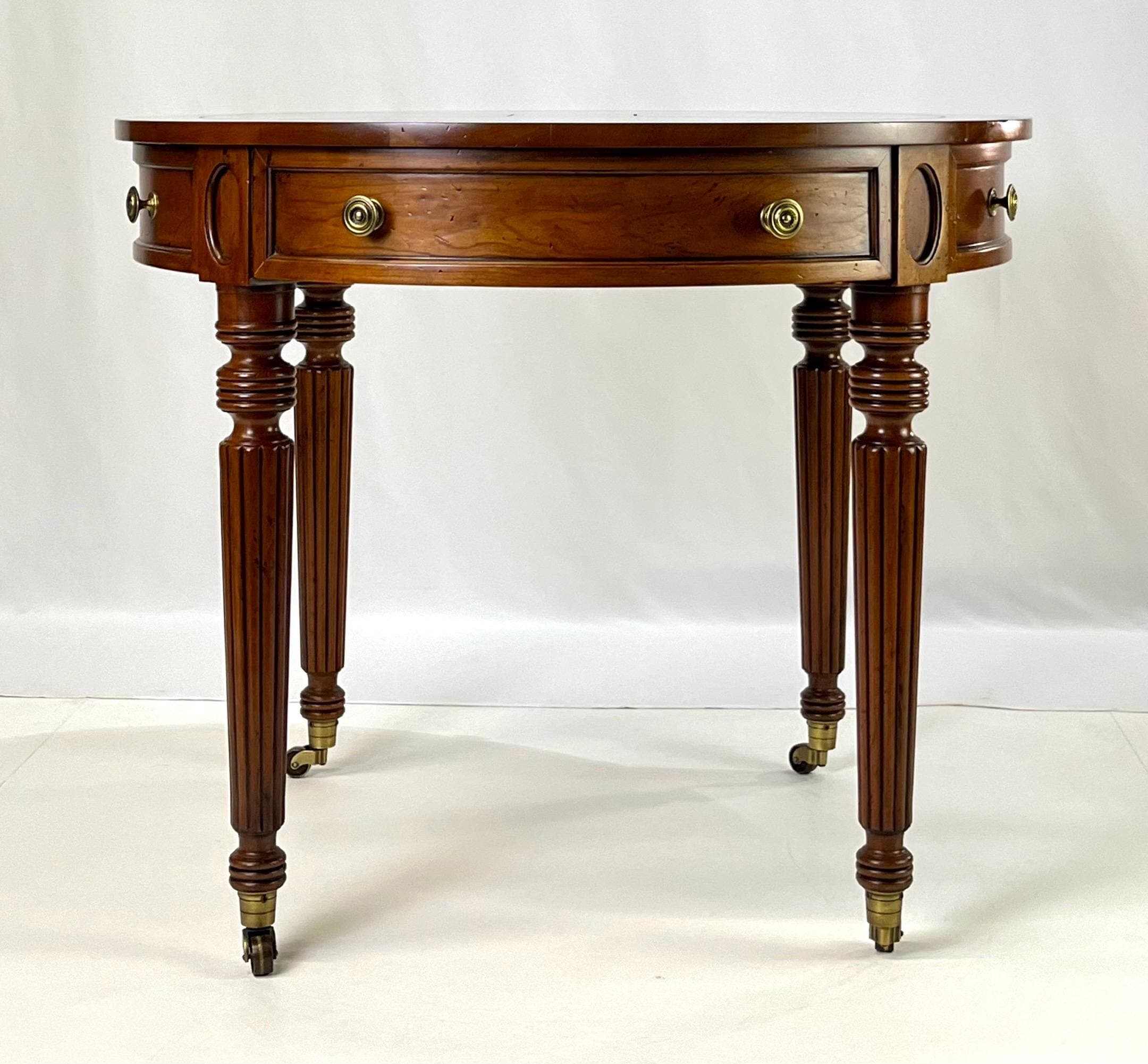 Pair of Henredon Registry Collection Solid Cherry Regency Drum Tables - Thumbnail 11