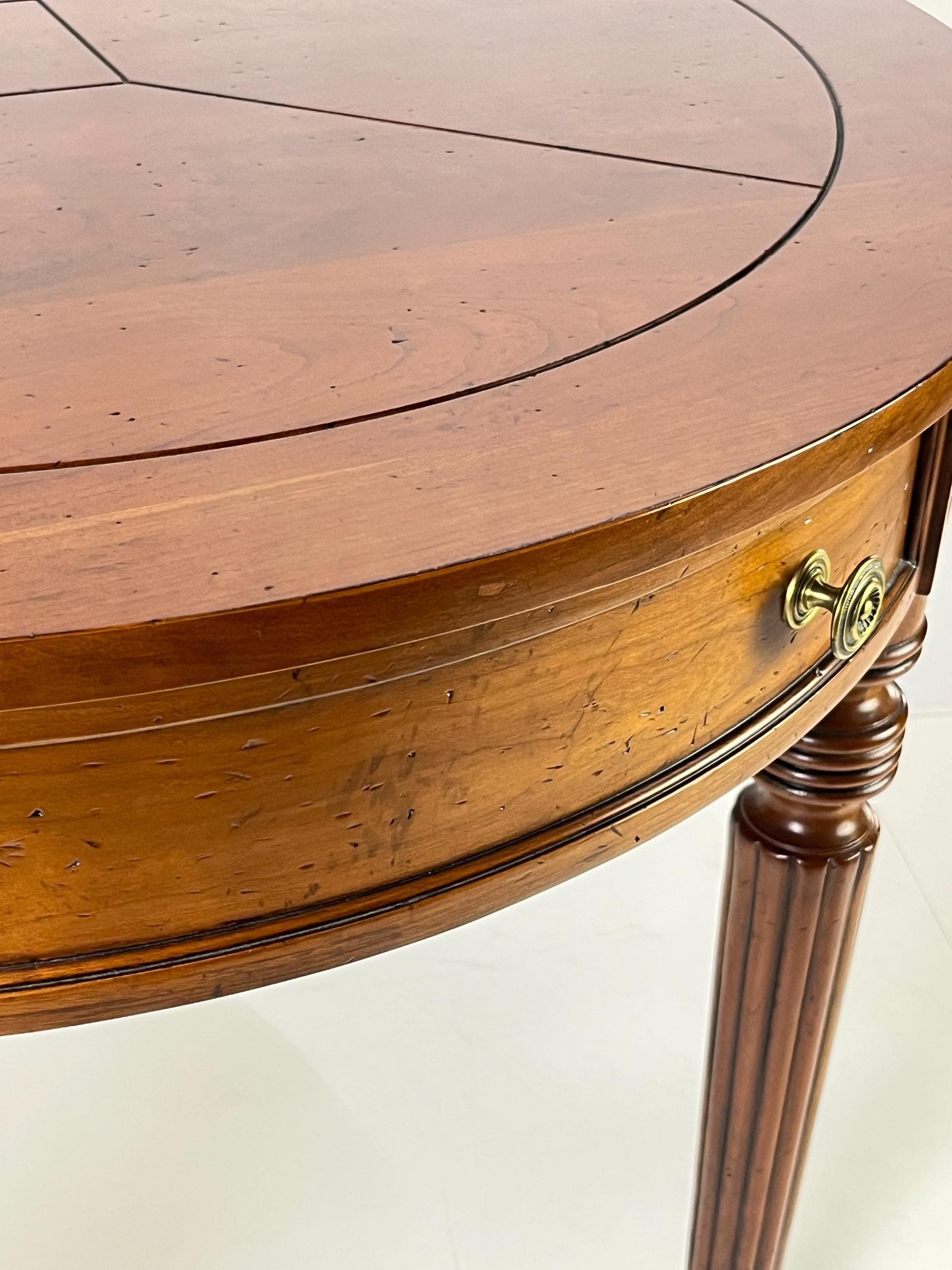 Pair of Henredon Registry Collection Solid Cherry Regency Drum Tables - Thumbnail 18