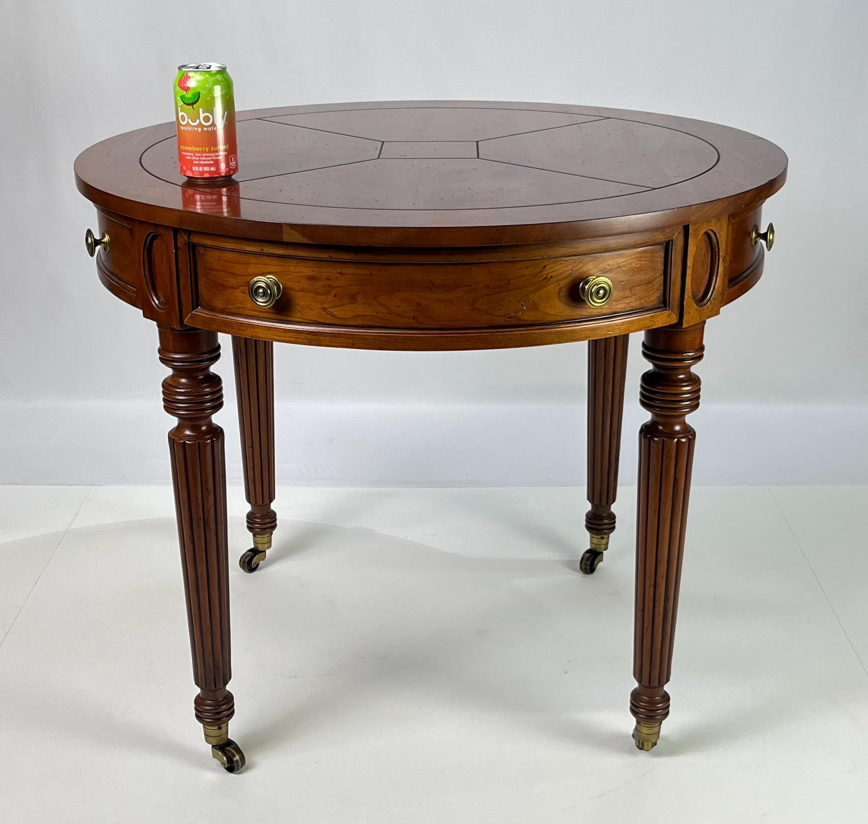 Pair of Henredon Registry Collection Solid Cherry Regency Drum Tables - Thumbnail 19