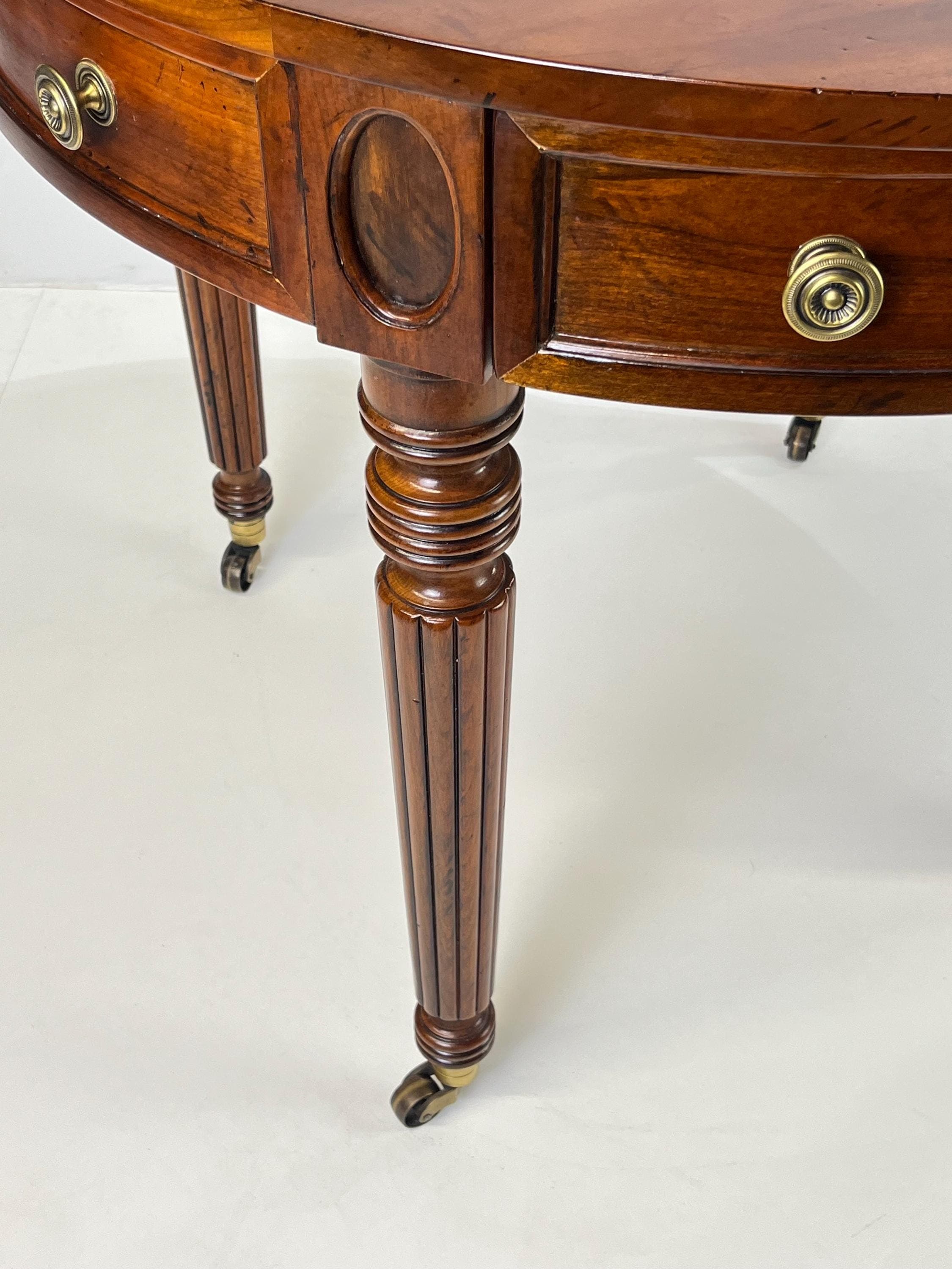 Pair of Henredon Registry Collection Solid Cherry Regency Drum Tables - Thumbnail 7