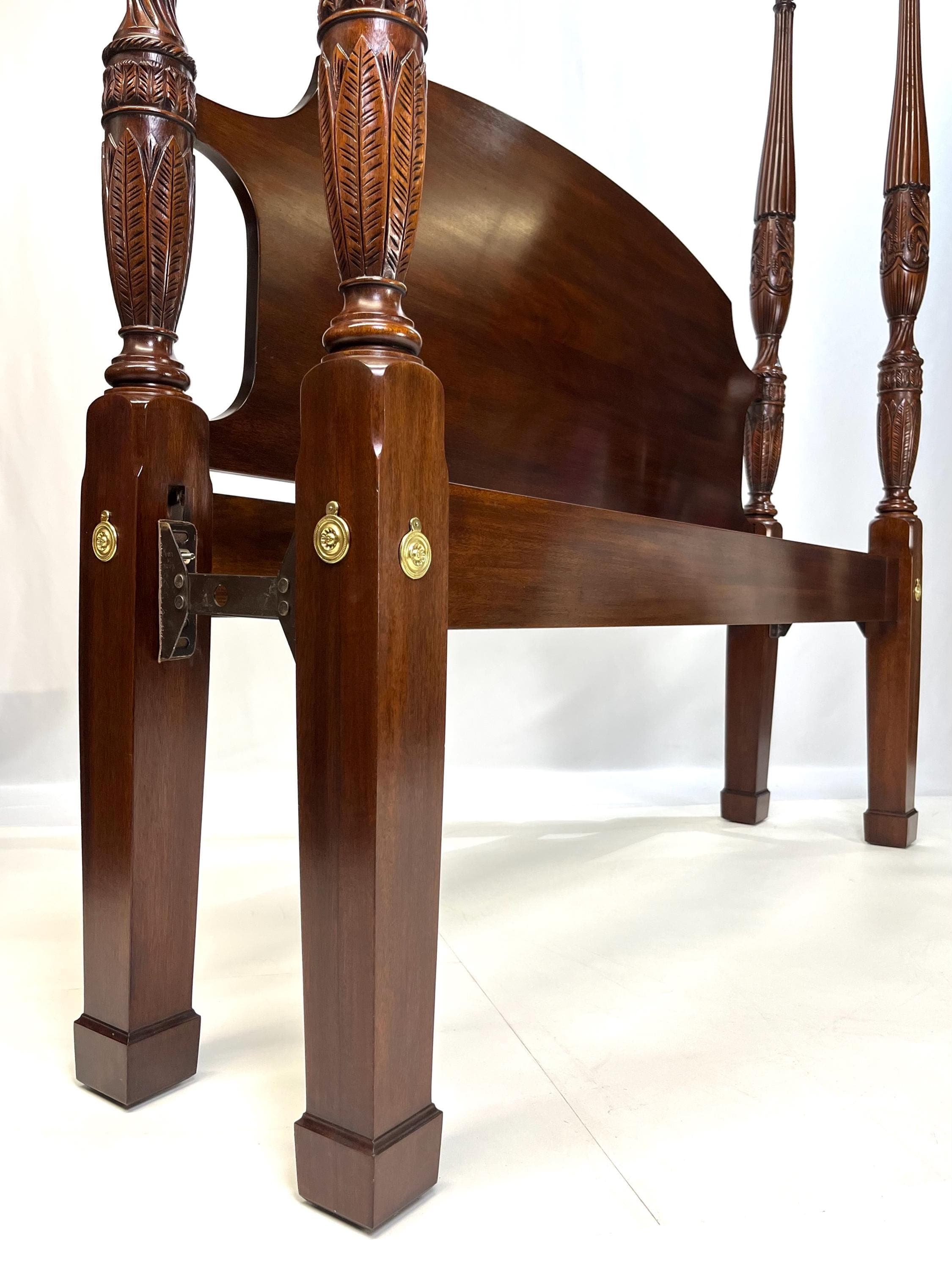 Henkel Harris Virginia Galleries Solid Mahogany Rice Carved Queen Bed - Thumbnail 12