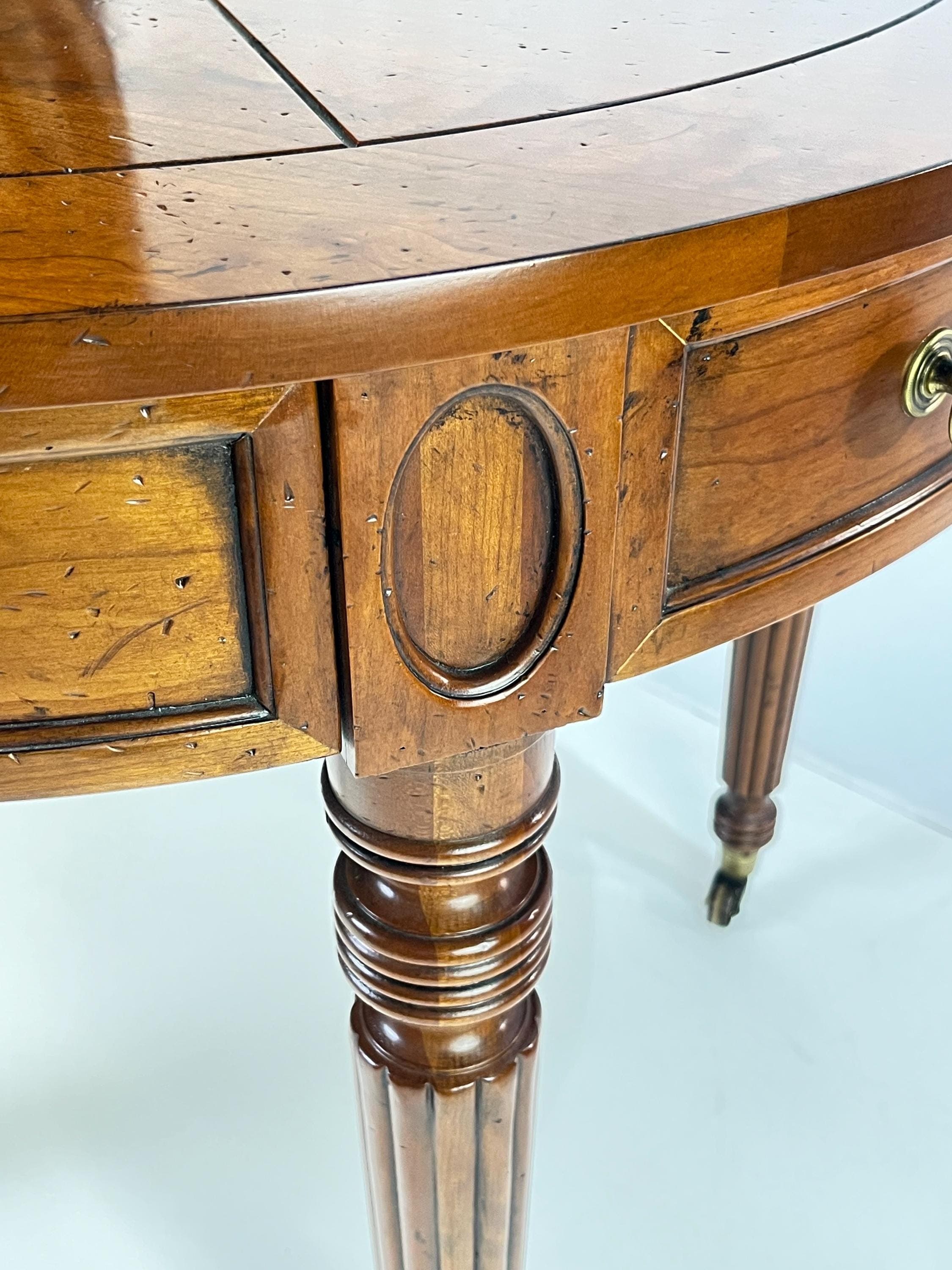Pair of Henredon Registry Collection Solid Cherry Regency Drum Tables - Thumbnail 13